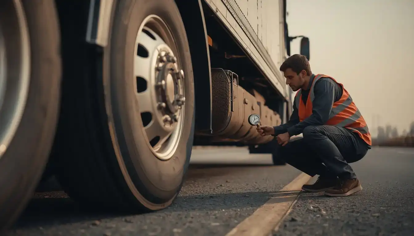 On-site commercial vehicle mechanic inspecting air line systems in Philadelphia